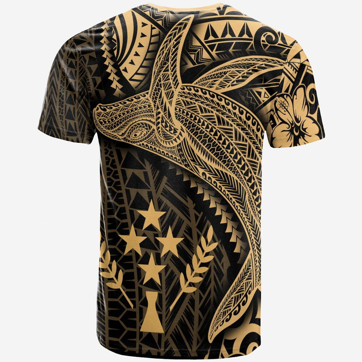 Kosrae T Shirt Humpback Whale & Coat of Arms Gold - Polynesian Pride