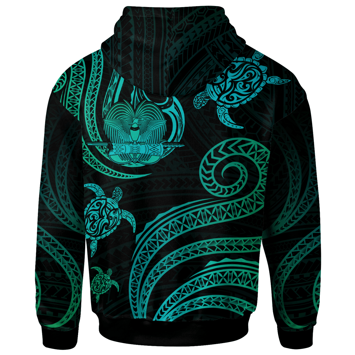 Papua New Guinea Zip Hoodie Polynesian Turtle With Pattern - Polynesian Pride