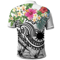 Nauru Polynesian Polo Shirt Summer Plumeria (White) - Polynesian Pride