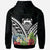 Tuvalu Polynesian Zip up Hoodie Tuvalu Coat of Arms & Polynesian Tropical Flowers White - Polynesian Pride