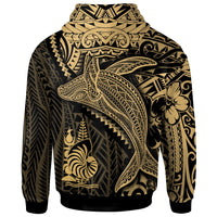 New Caledonia Hoodie Humpback Whale & Coat of Arms Gold - Polynesian Pride