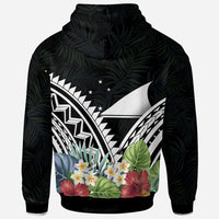 Tokelau Polynesian Zip up Hoodie Tokelau Coat of Arms & Polynesian Tropical Flowers White - Polynesian Pride