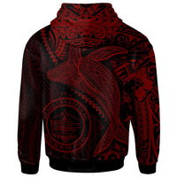 Palau Zip up Hoodie Humpback Whale & Coat of Arms Red - Polynesian Pride