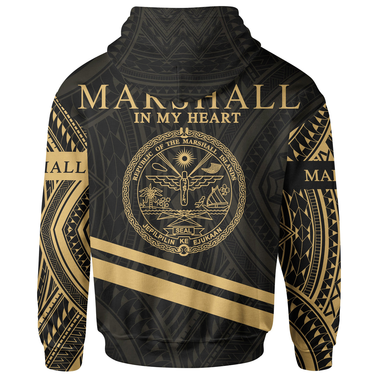 Marshall Islands Hoodie In My Heart Style Gold Polynesian Patterns - Polynesian Pride