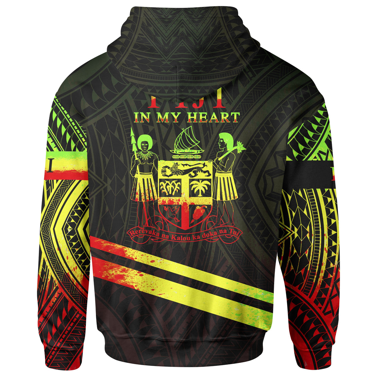 Fiji Hoodie In My Heart Style Reggae Polynesian Patterns - Polynesian Pride