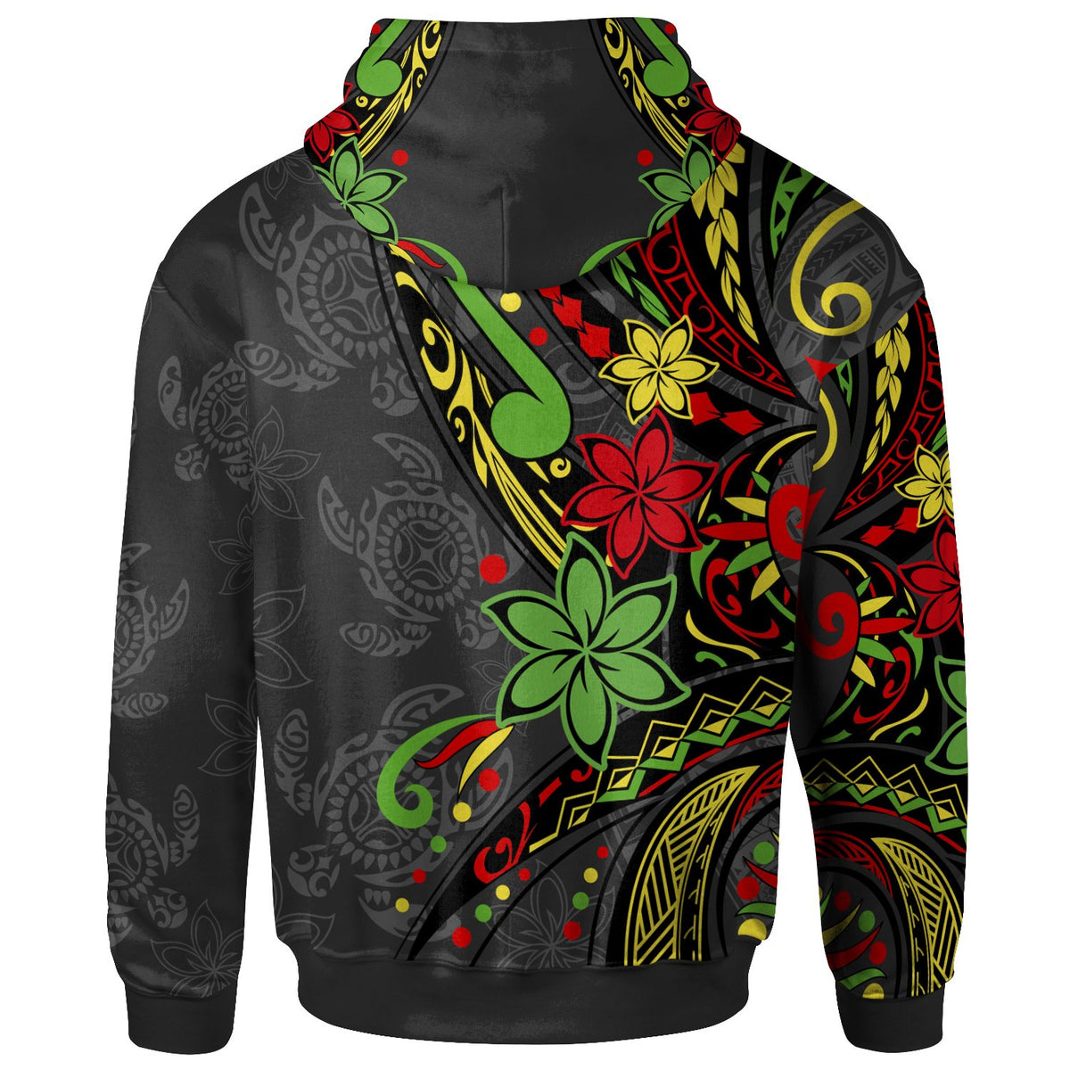 Papua Hoodie Tribal Flower With Special Turtles - Polynesian Pride