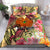 Papua New Guinea Bedding Set - Flowers Tropical With Sea Animals Pink - Polynesian Pride