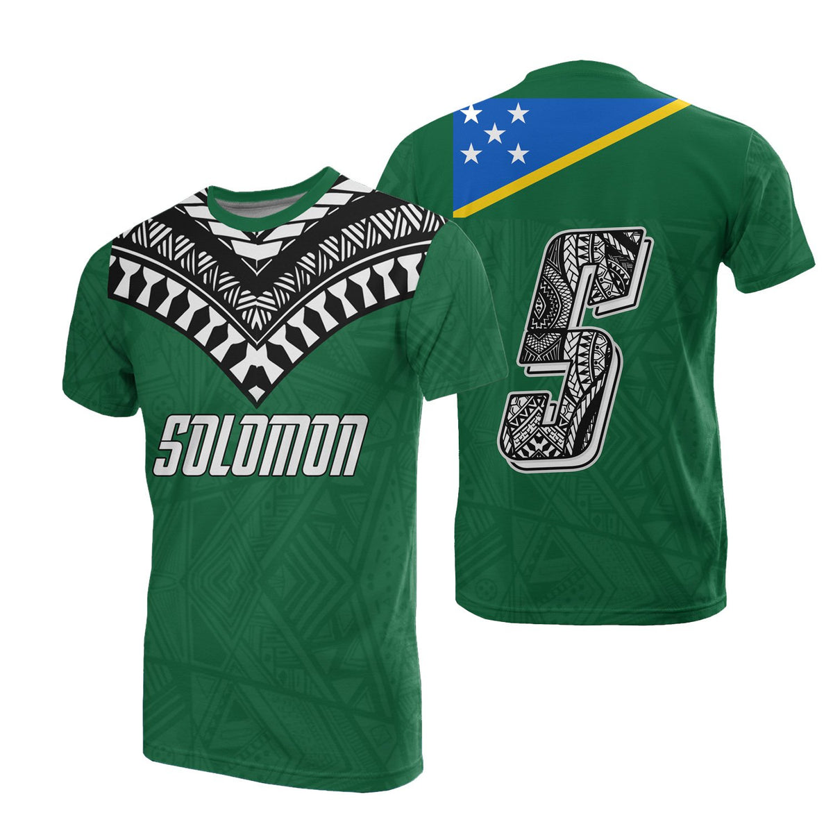 Solomon All Over T Shirt Solomon Flag Melanesia Style Unisex Green - Polynesian Pride