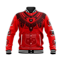 (Custom Personalised) Samoa Tribal Tattoo Coat Of ArmsBaseball Jacket No.1 LT6 Unisex Red - Polynesian Pride