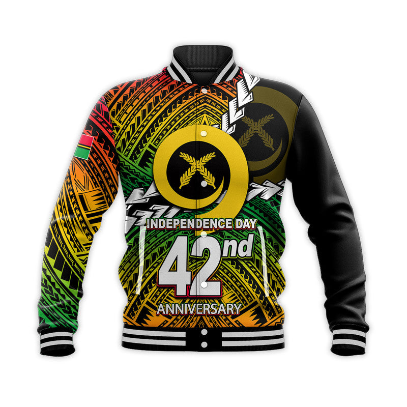 (Custom Personalised) Vanuatu Independence Day 42nd Anniversary Baseball Jacket LT6 Unisex Red - Polynesian Pride
