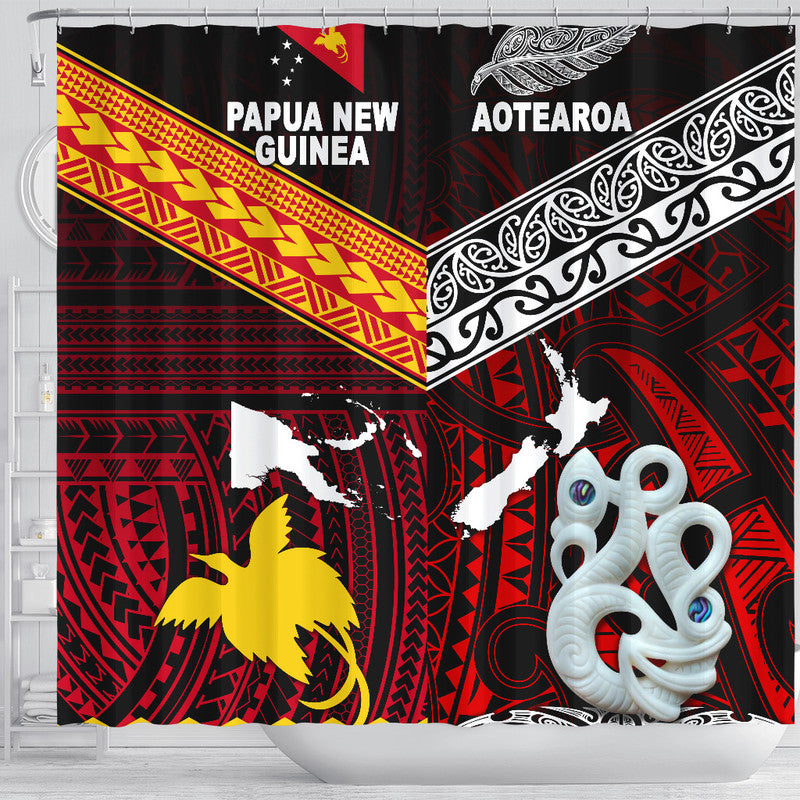 New Zealand And Papua New Guinea Bathroom Set Together - Red LT8 - Polynesian Pride