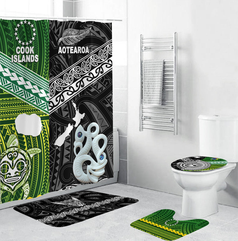 New Zealand And Cook Islands Bathroom Set Together - Black LT8 Black - Polynesian Pride