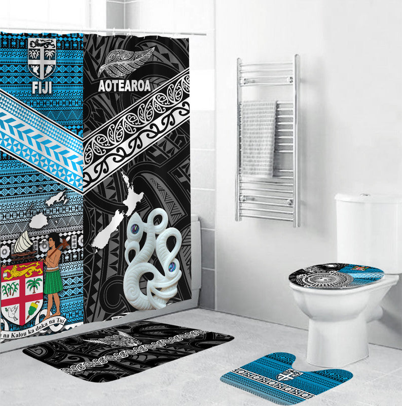 New Zealand And Fiji Bathroom Set Together - Black LT8 Black - Polynesian Pride