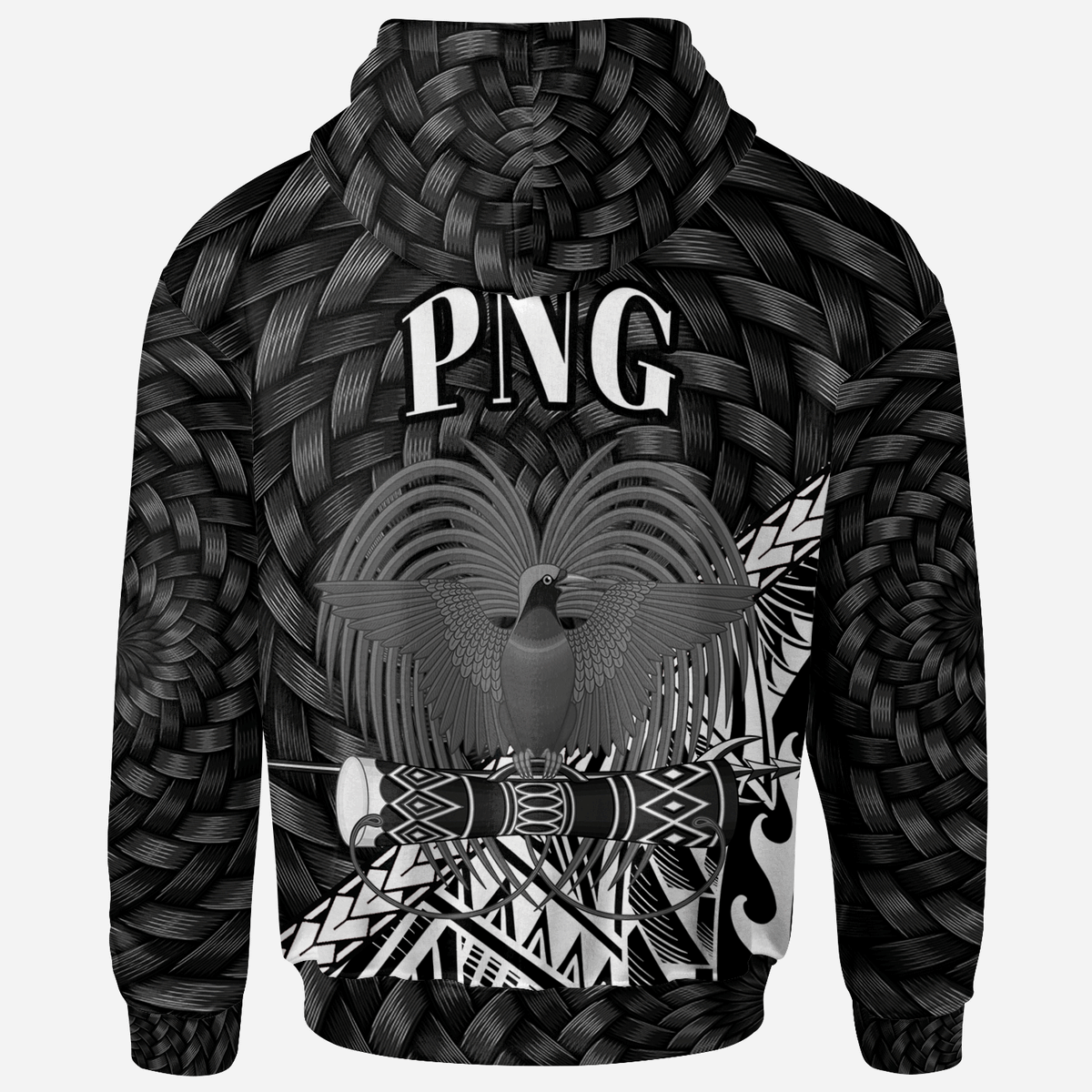 Papua New Guinea Hoodie White Polynesian Patterns With Bamboo - Polynesian Pride