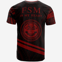Federated States of Micronesia T Shirt In My Heart Style Red Polynesian Patterns - Polynesian Pride