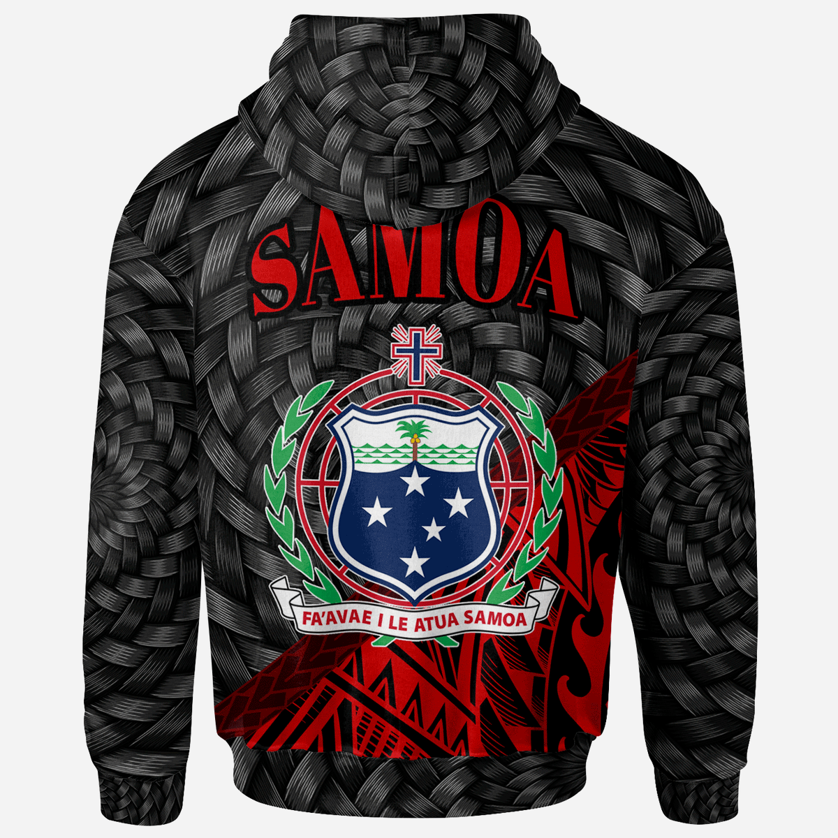 Samoa Hoodie Custom Red Polynesian Patterns With Bamboo - Polynesian Pride