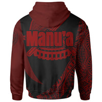 American Samoa Zip Hoodie Manua Tau Polynesian Red Patterns Sport Style - Polynesian Pride