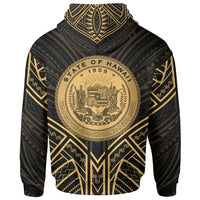 Hawaii Zip Hoodie Hawaii Seal Gold Tribal Patterns - Polynesian Pride