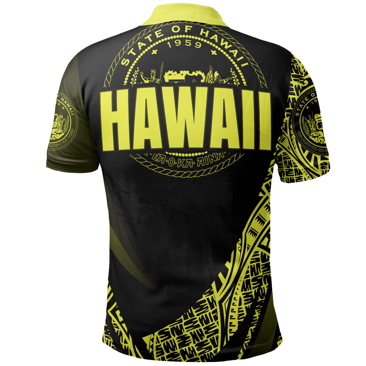 Hawaii Polo Shirt Yellow Polynesian Patterns Sport Style - Polynesian Pride