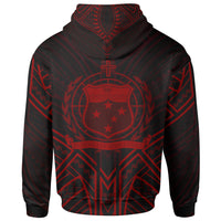 Samoa Zip Hoodie Samoa Seal Red Tribal Patterns - Polynesian Pride