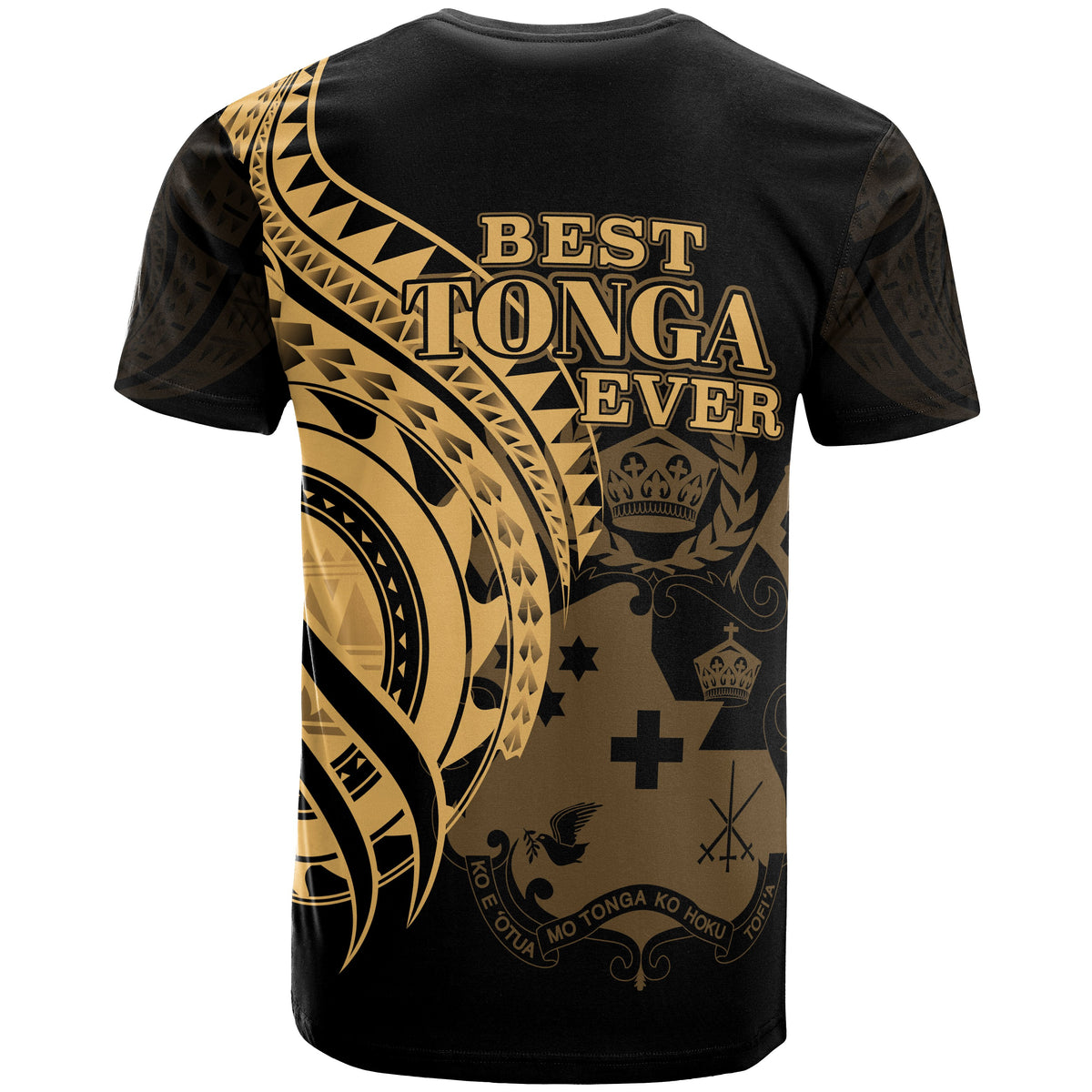 Tonga T Shirt Gold Color Polynesian Patterns Best Tonga Ever - Polynesian Pride
