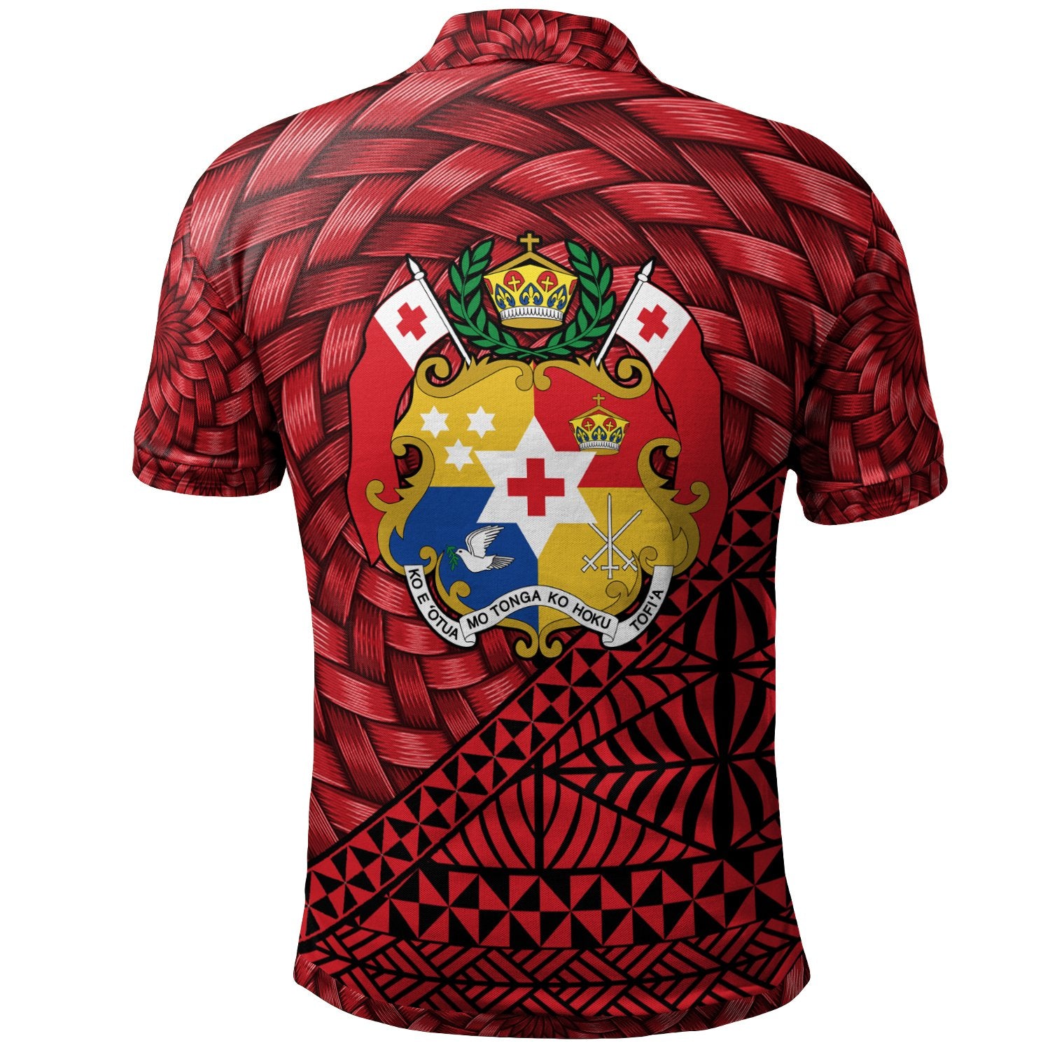 Tonga Polo Shirt Lapaha Tapa Patterns With Bamboo Unisex Red - Polynesian Pride