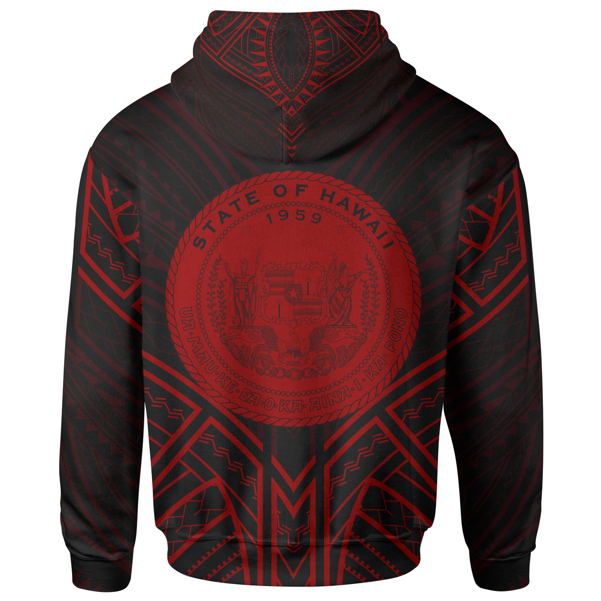 Hawaii Hoodie Seal Red Tribal Patterns - Polynesian Pride