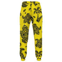 Polynesian Turtle Palm And Sea Pebbles Yellow Joggers - Polynesian Pride