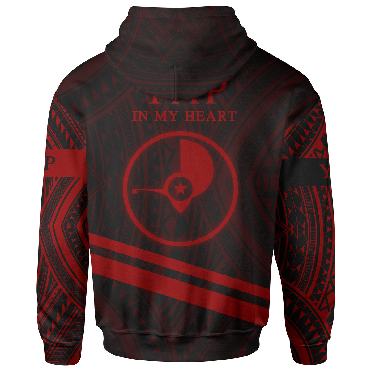 Yap State Hoodie In My Heart Style Red Polynesian Patterns - Polynesian Pride