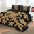 Hawaiian Royal Pattern Quilt Bed Set - Black And Gold - C2 Style - AH - Polynesian Pride