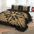 Hawaiian Royal Pattern Quilt Bed Set - Black And Gold - A3 Style - Polynesian Pride