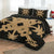 Hawaiian Royal Pattern Quilt Bed Set - Black And Gold - L2 Style - AH - Polynesian Pride