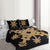 Hawaiian Royal Pattern Quilt Bed Set - Black And Gold - L2 Style - AH - Polynesian Pride