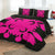 Hawaiian Royal Pattern Quilt Bed Set - Black And Pink - D2 Style - AH - Polynesian Pride