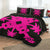 Hawaiian Royal Pattern Quilt Bed Set - Black And Pink - L2 Style - AH - Polynesian Pride