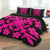 Hawaiian Royal Pattern Quilt Bed Set - Black And Pink - C2 Style - AH - Polynesian Pride