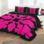 Hawaiian Royal Pattern Quilt Bed Set - Black And Pink - C1 Style - AH - Polynesian Pride