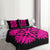 Hawaiian Royal Pattern Quilt Bed Set - Black And Pink - A3 Style - Polynesian Pride