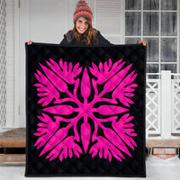 Hawaiian Royal Pattern Premium Quilt - Black And Pink - A3 Style - AH - Polynesian Pride