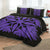 Hawaiian Royal Pattern Quilt Bed Set - Black And Purple - A3 Style - Polynesian Pride