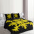 Hawaiian Royal Pattern Quilt Bed Set - Black And Yellow - F2 Style - AH - Polynesian Pride