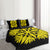 Hawaiian Royal Pattern Quilt Bed Set - Black And Yellow - A3 Style - Polynesian Pride