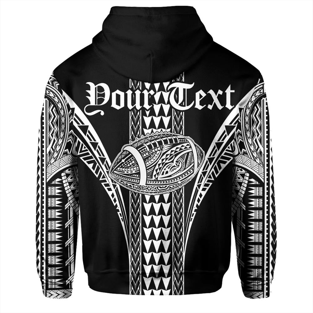 Custom Hawaii Hoodie Black White Football Pullover Hoodie - Polynesian Pride