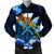 Kanaka Hammerhead Sharks Polynesian Hibiscus Bomber Jacket - Bloom - AH Blue Unisex - Polynesian Pride