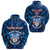 Custom Kolisi Apifoou College Tonga Zip Hoodie Blue, Custom Text and Number Unisex Blue - Polynesian Pride