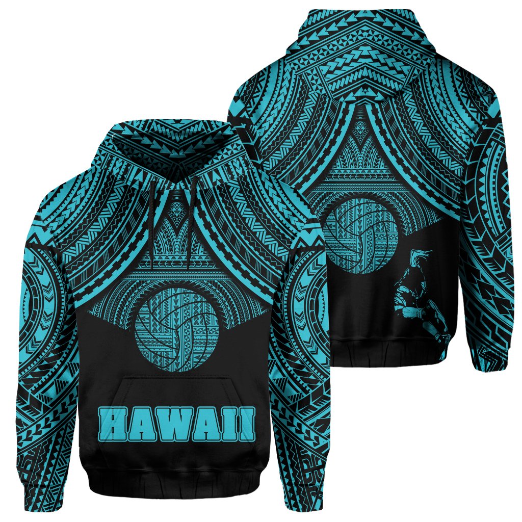 Polynesian Volleyball Hawaii Hoodie Blue Unisex Blue - Polynesian Pride