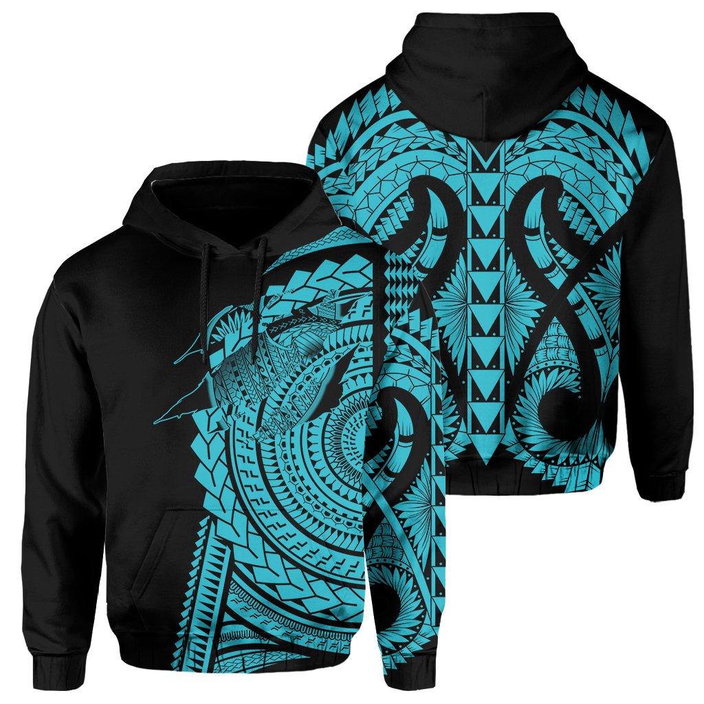 Hawaii Polynesian Hoodie In My Heart Ryan Style Blue Unisex Blue - Polynesian Pride