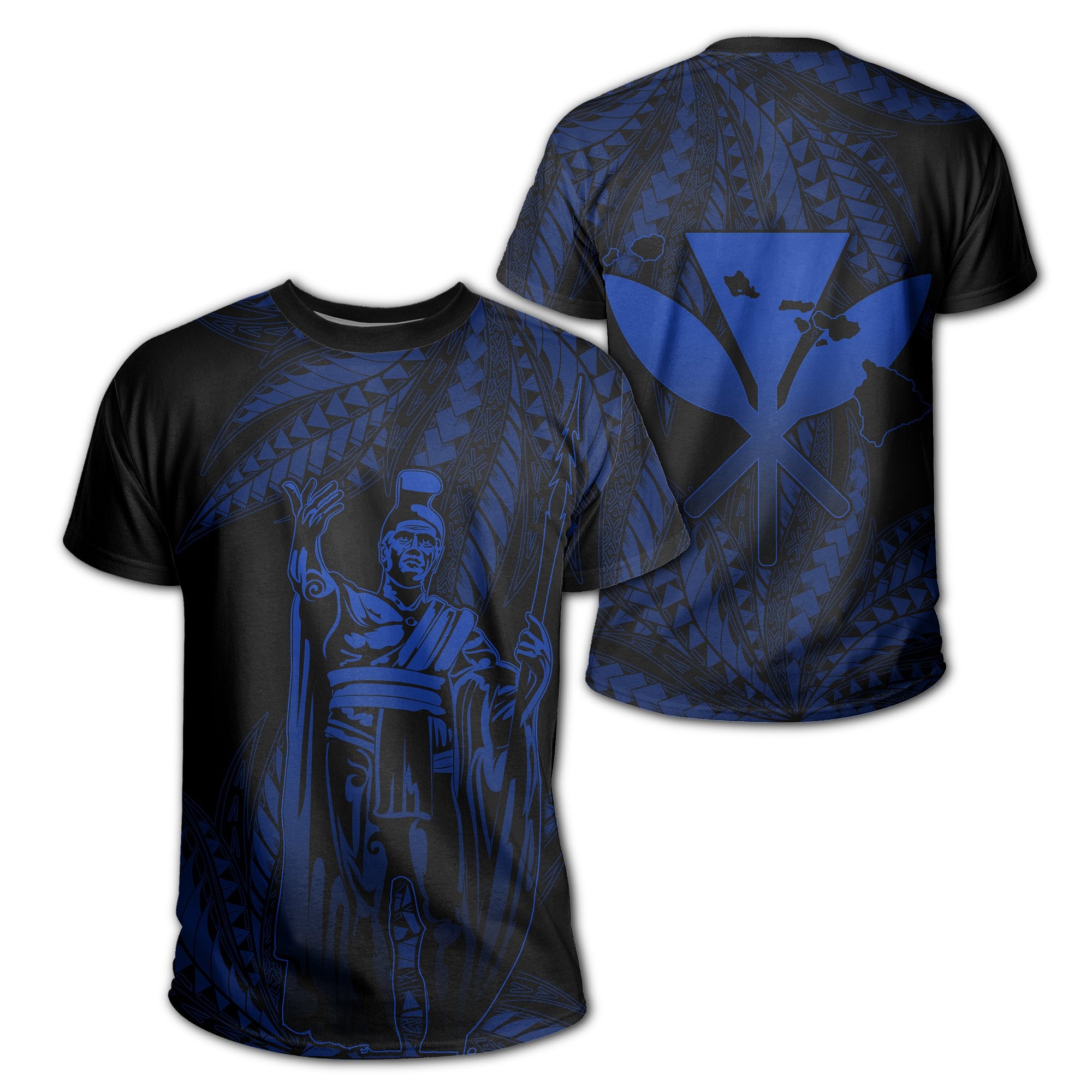 Hawaii King Polynesian T Shirt Durk Style Blue Unisex Blue - Polynesian Pride