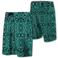 Hawaii Polynesian Lauhala Mix Board Shorts Turquoise Men Turquoise - Polynesian Pride