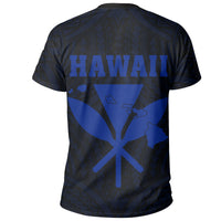 Hawaii King Coat of Arms Kanaka Map Polynesian T Shirt Blue - Polynesian Pride